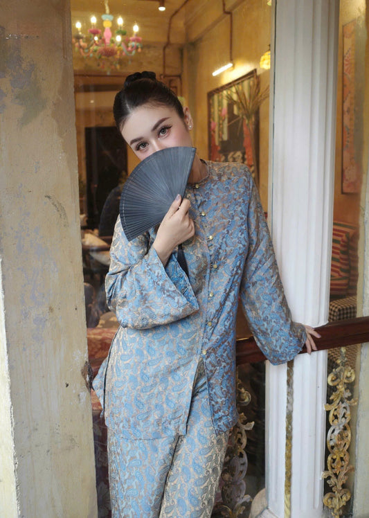 BB192 - Set bà ba lụa nha xá lông công