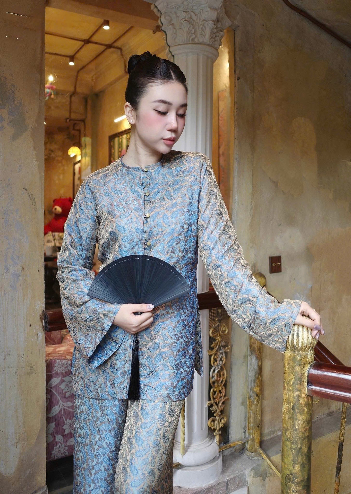 BB192 - Set bà ba lụa nha xá lông công