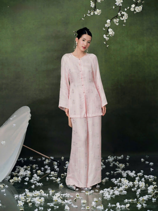 BB188 - Set bà ba lụa nha xá màu hồng phấn