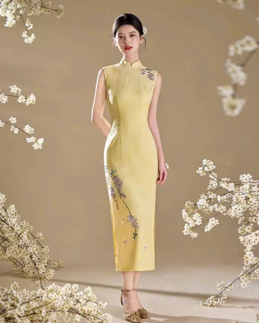 SX21 3970 - Sườn xám dài Ngọc Nhiên