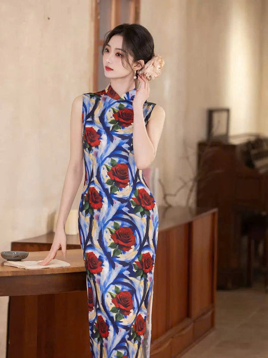 SX19 3972 - Sườn xám dài Đình Dạ Sắc
