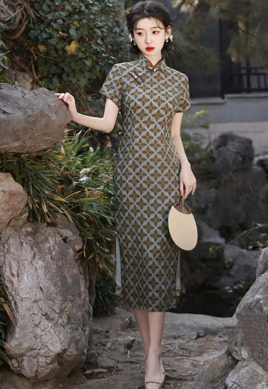 SX22 3974 - Sườn xám dài Vân Tịch