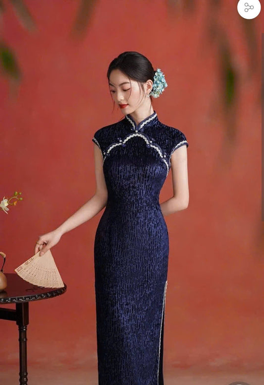 SX16 3976 - Sườn xám sương thanh lam