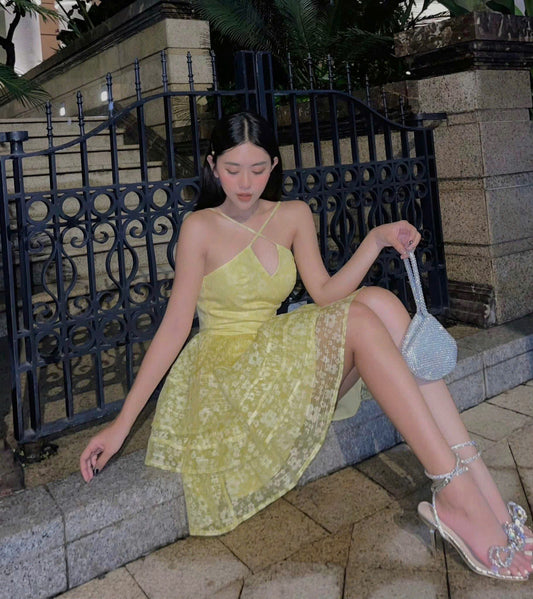 Dress RC01 4043 - Đầm ren cao cấp màu vàng