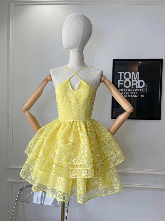 Dress RC01 4043 - Đầm ren cao cấp màu vàng