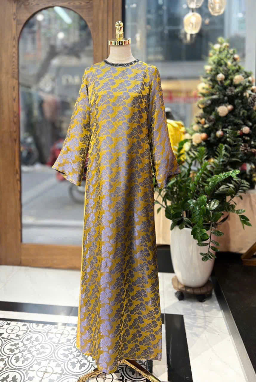 H765 4068 Áo only no pants - Áo dài dáng suông 2 tà tằm mộc miên