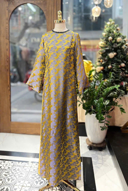 H765 4068 Áo only no pants - Áo dài dáng suông 2 tà tằm mộc miên