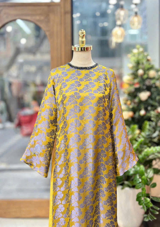 H765 4068 Áo only no pants - Áo dài dáng suông 2 tà tằm mộc miên