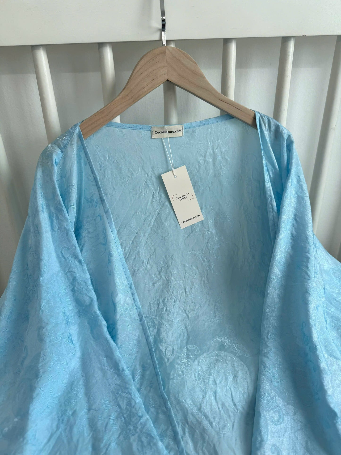 Y12 4076 - Áo choàng tằm tencel thọ dơi màu xanh blue