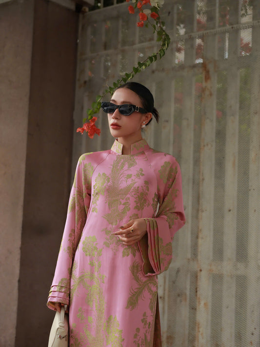 M573 4078 Áo + quần cùng chất - Áo dài dáng suông 2 tà
