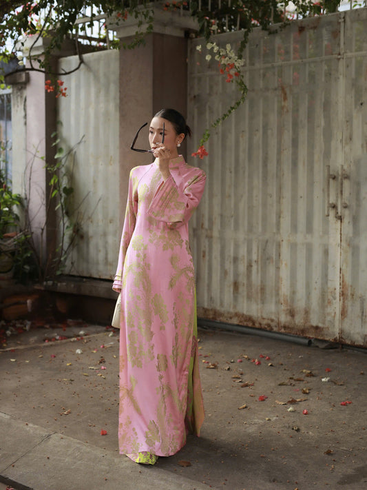 M573 4078 Áo + quần cùng chất - Áo dài dáng suông 2 tà