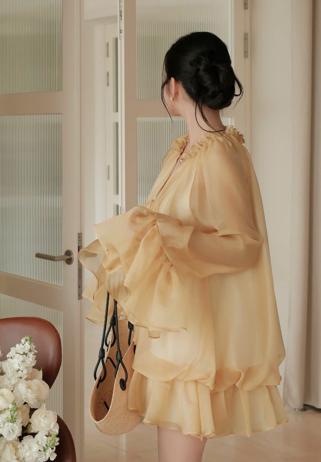 XT0074 4082 - Set áo voan tay bèo + quần ngắn