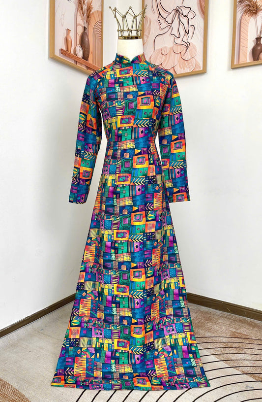 H744 4089 Áo only no pants - Áo dài truyền thống chiết li eo lập thể