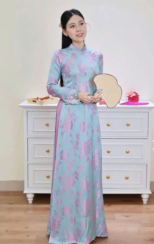 H766 4099 Áo only no pants - Áo dài dáng truyền thống silk óng