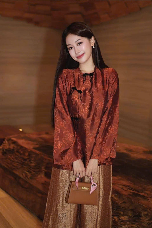 BB203 4121 - Set bà ba lụa nha xá màu cam