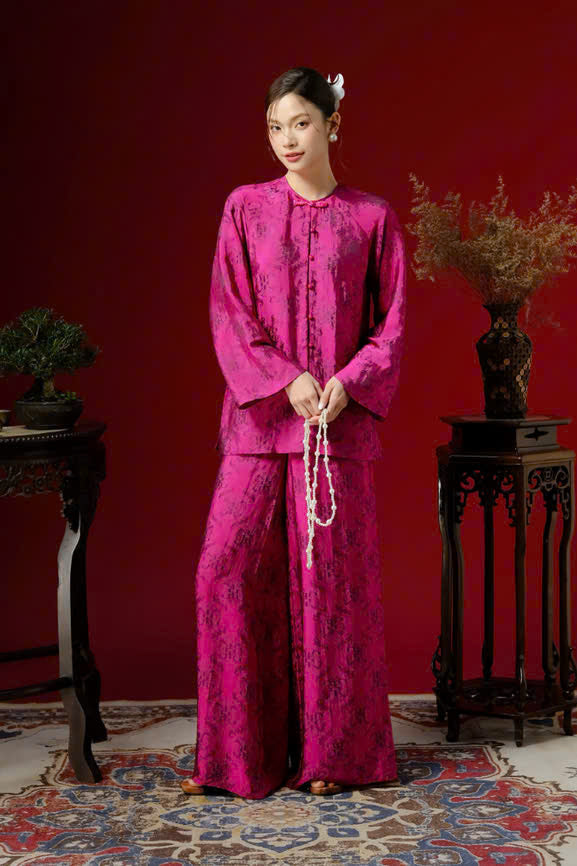 BB205 4127 - Set bà ba lụa nha xá thọ dơi màu hồng sen