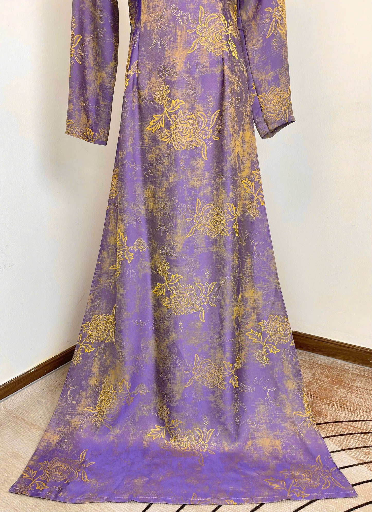 H749 4129 Áo only no pants - Áo dài dáng truyền thống chiết li eo màu tím