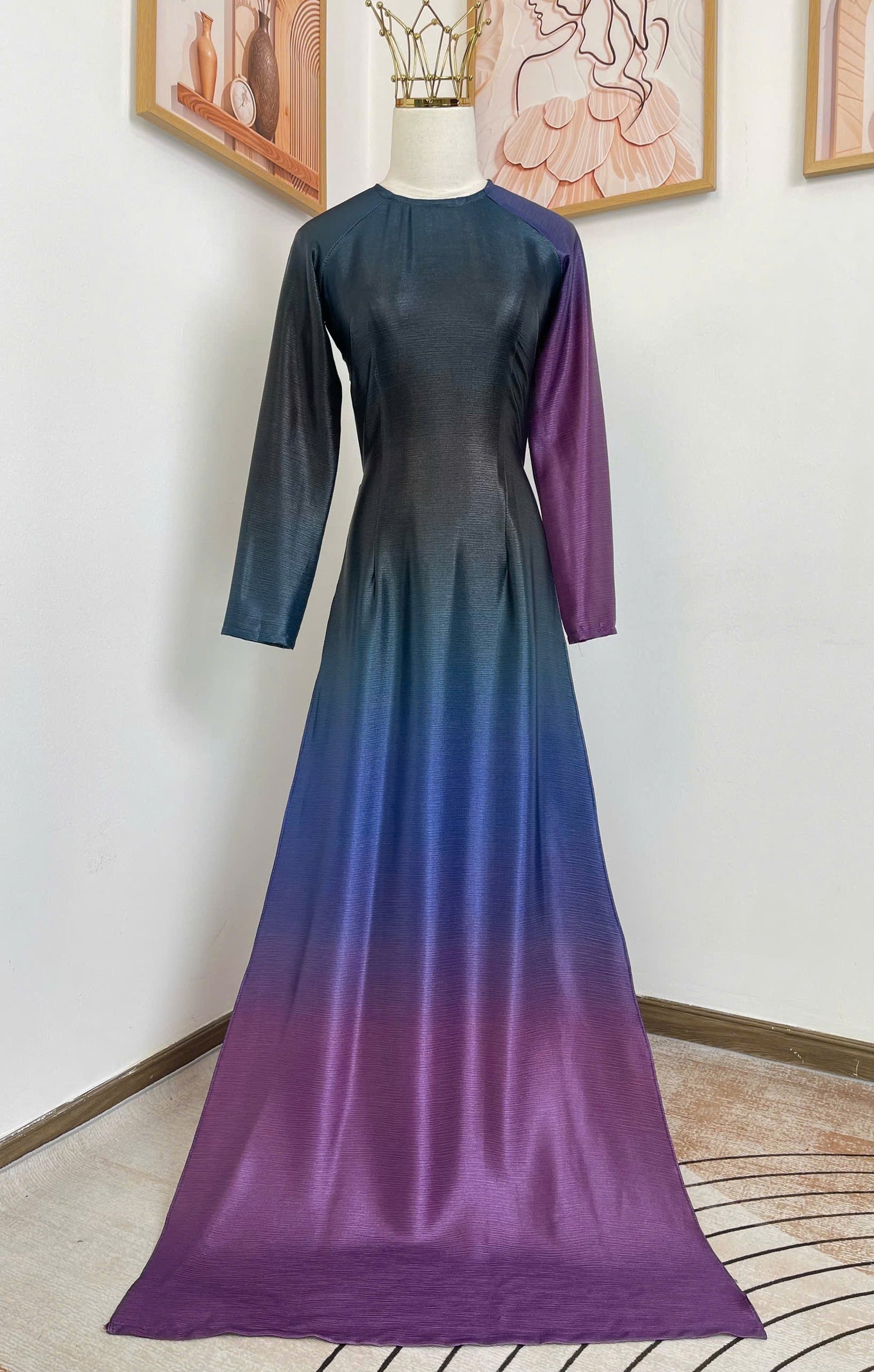 H752 4133 Áo only no pants - Áo dài dáng truyền thống chiết li eo ombre