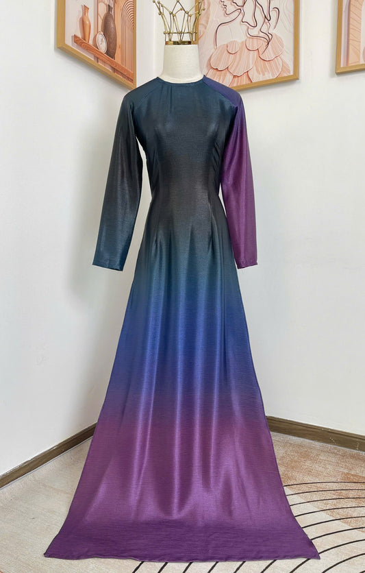 H752 4133 Áo only no pants - Áo dài dáng truyền thống chiết li eo ombre