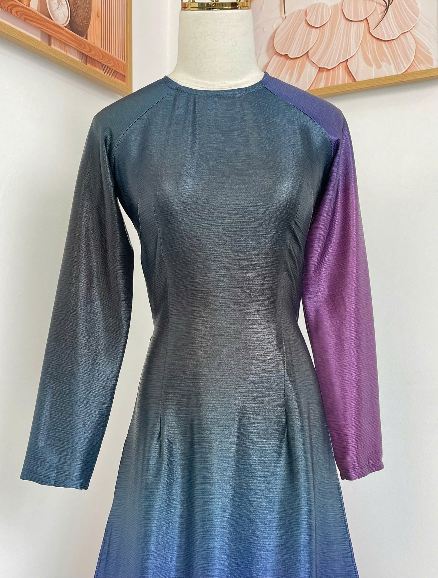 H752 4133 Áo only no pants - Áo dài dáng truyền thống chiết li eo ombre