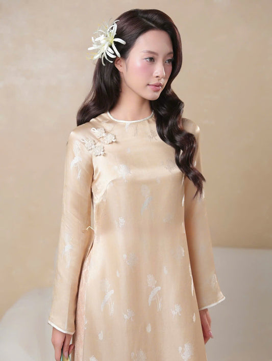 HD139 4147 Áo only no pants - Áo dài dáng suông 4 tà lụa nha xá