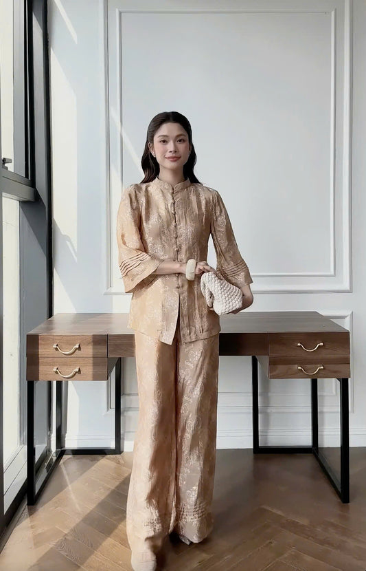 BB212 4177 - Set bà ba thọ dơi màu nâu nhạt