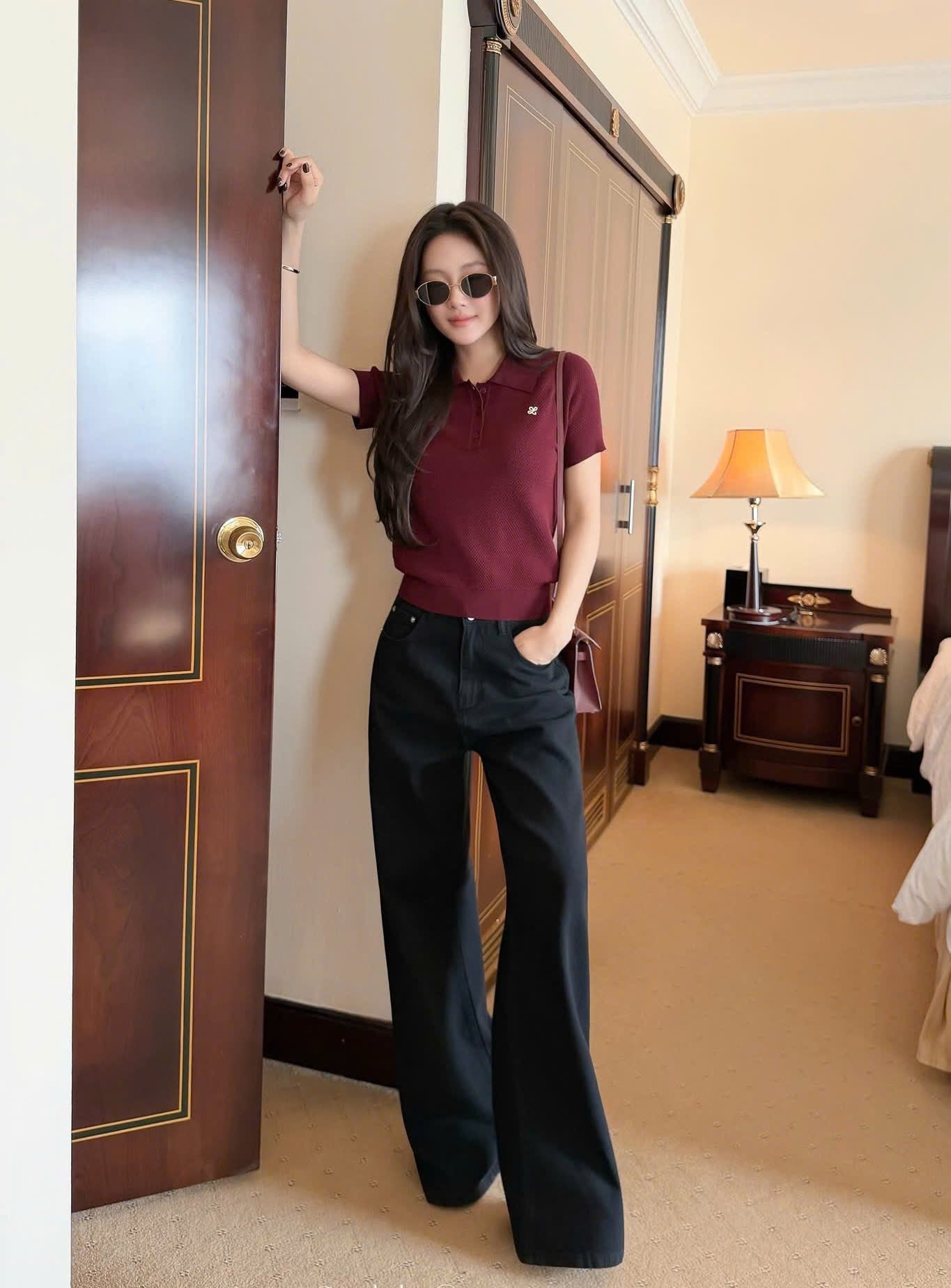 QD00097 4182 - Quần jeans dài ống rộng màu đen
