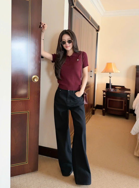 QD00097 4182 - Quần jeans dài ống rộng màu đen
