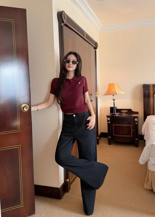 QD00097 4182 - Quần jeans dài ống rộng màu đen