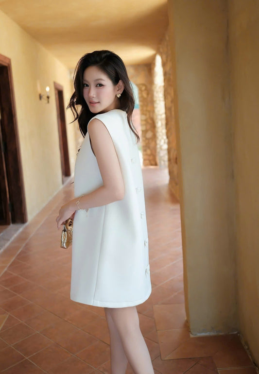 DN00117 4181 - Đầm suông đính nơ sau