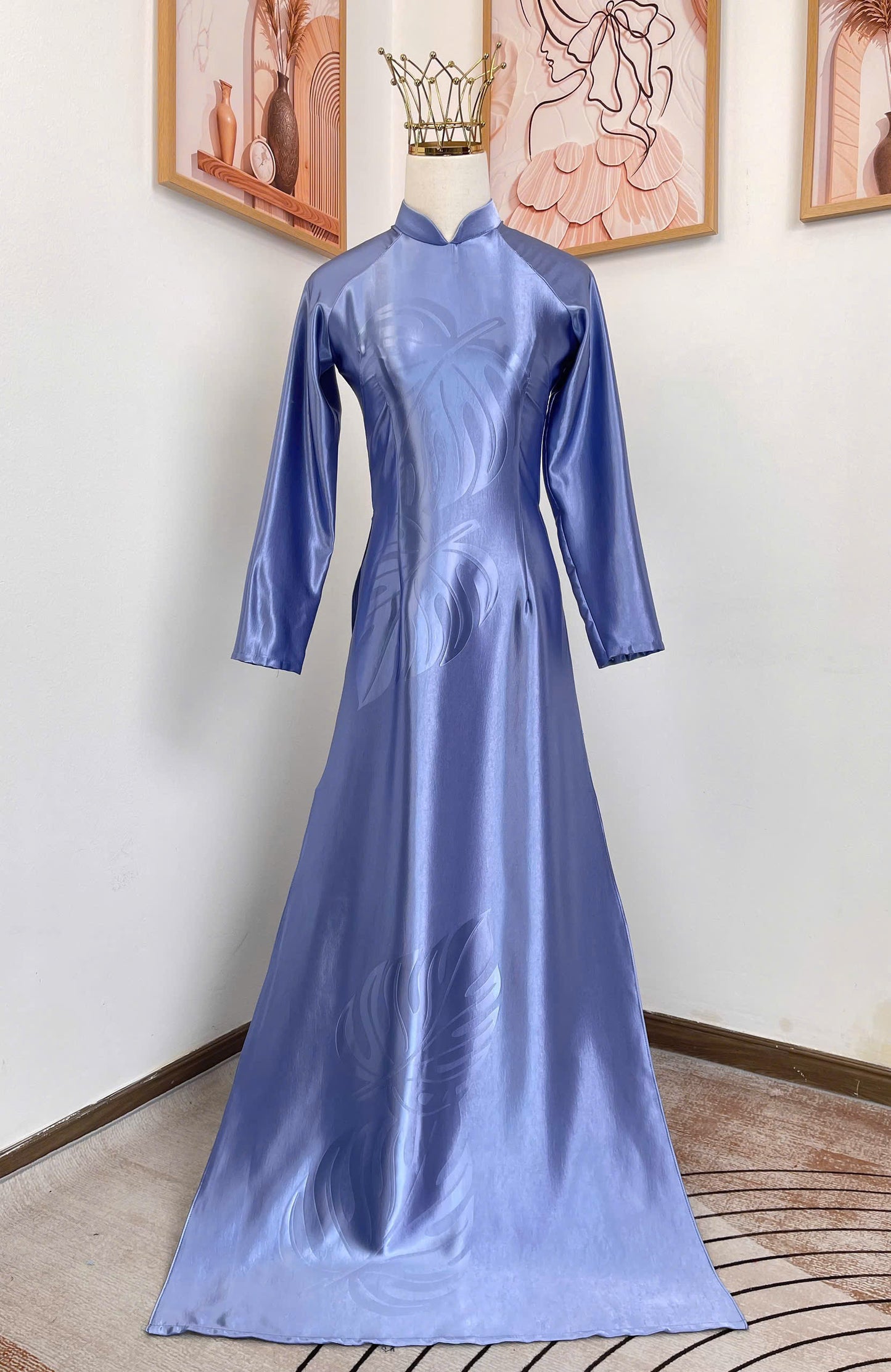 H785 4200 Áo only no pants - Áo dài lụa mã não 4D
