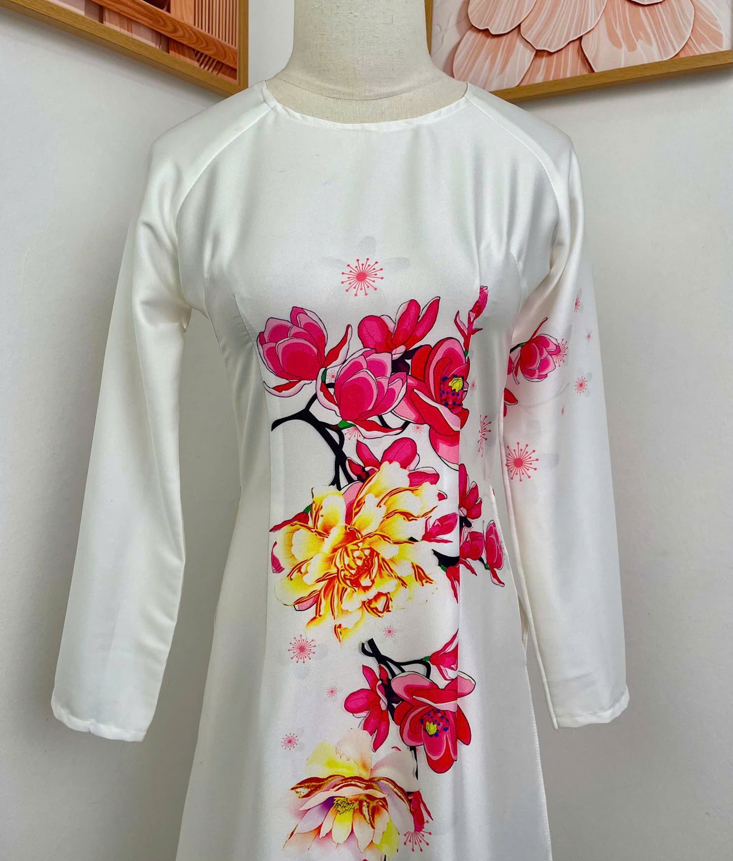 H678 4298 Áo only no pants - Áo dài dáng truyền thống chiết li eo lụa ánh sao thiết kế