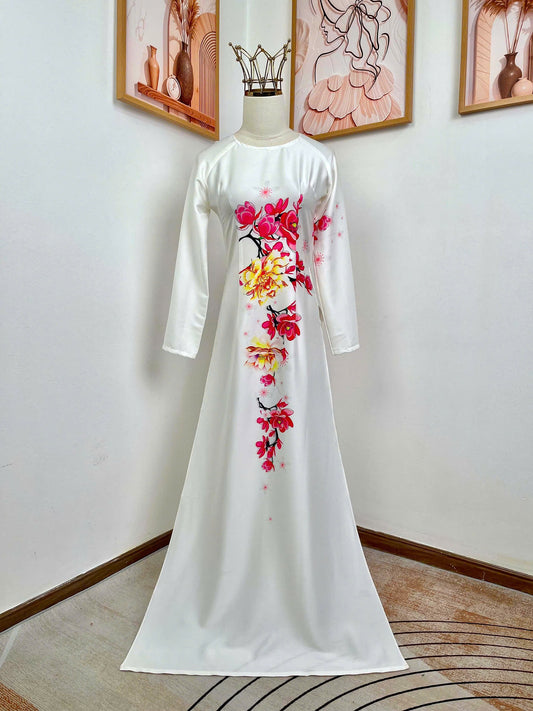 H678 Áo only no pants - Áo dài dáng truyền thống chiết li eo lụa ánh sao thiết kế