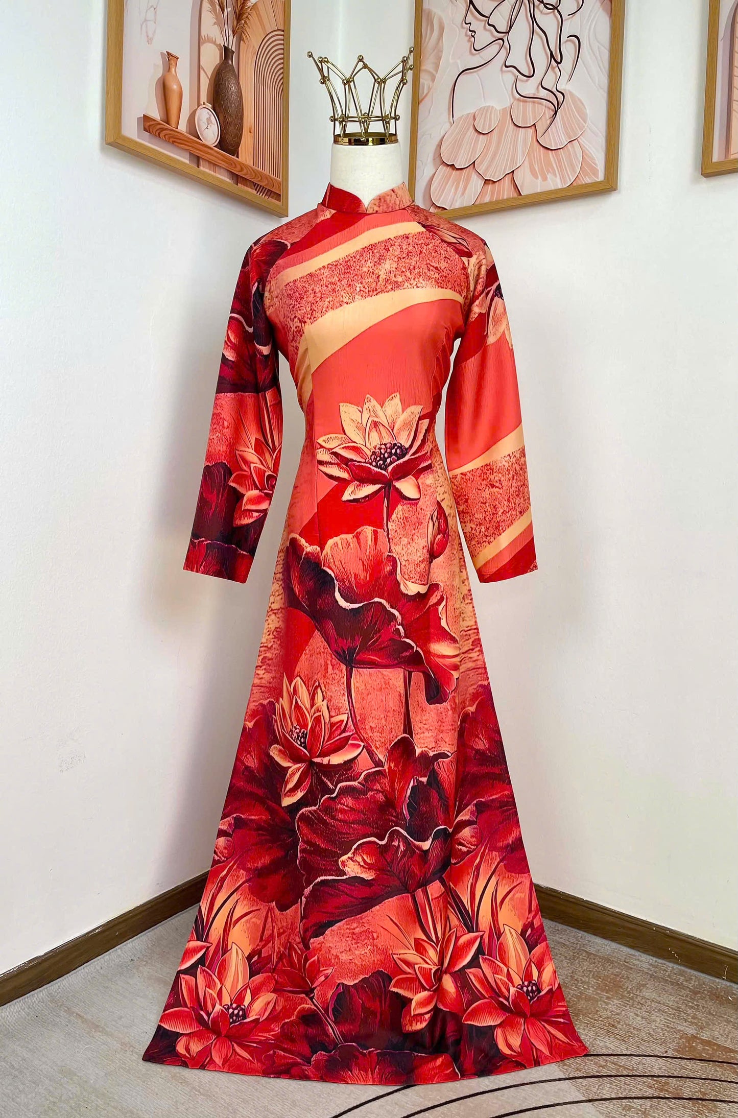 H662 4302 Áo only no pants - Áo dài dáng truyền thống chiết li eo lụa ánh sao thiết kế
