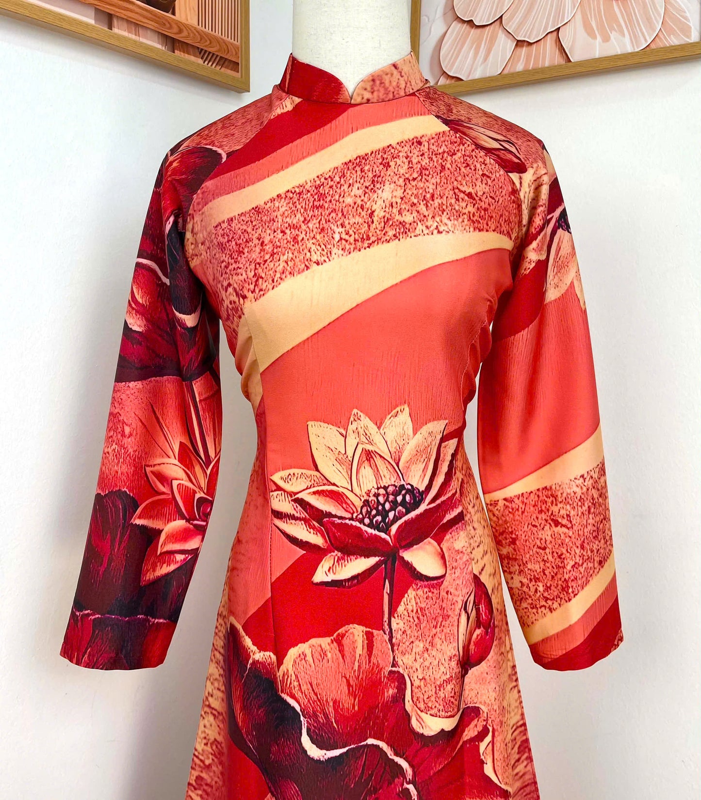 H662 4302 Áo only no pants - Áo dài dáng truyền thống chiết li eo lụa ánh sao thiết kế