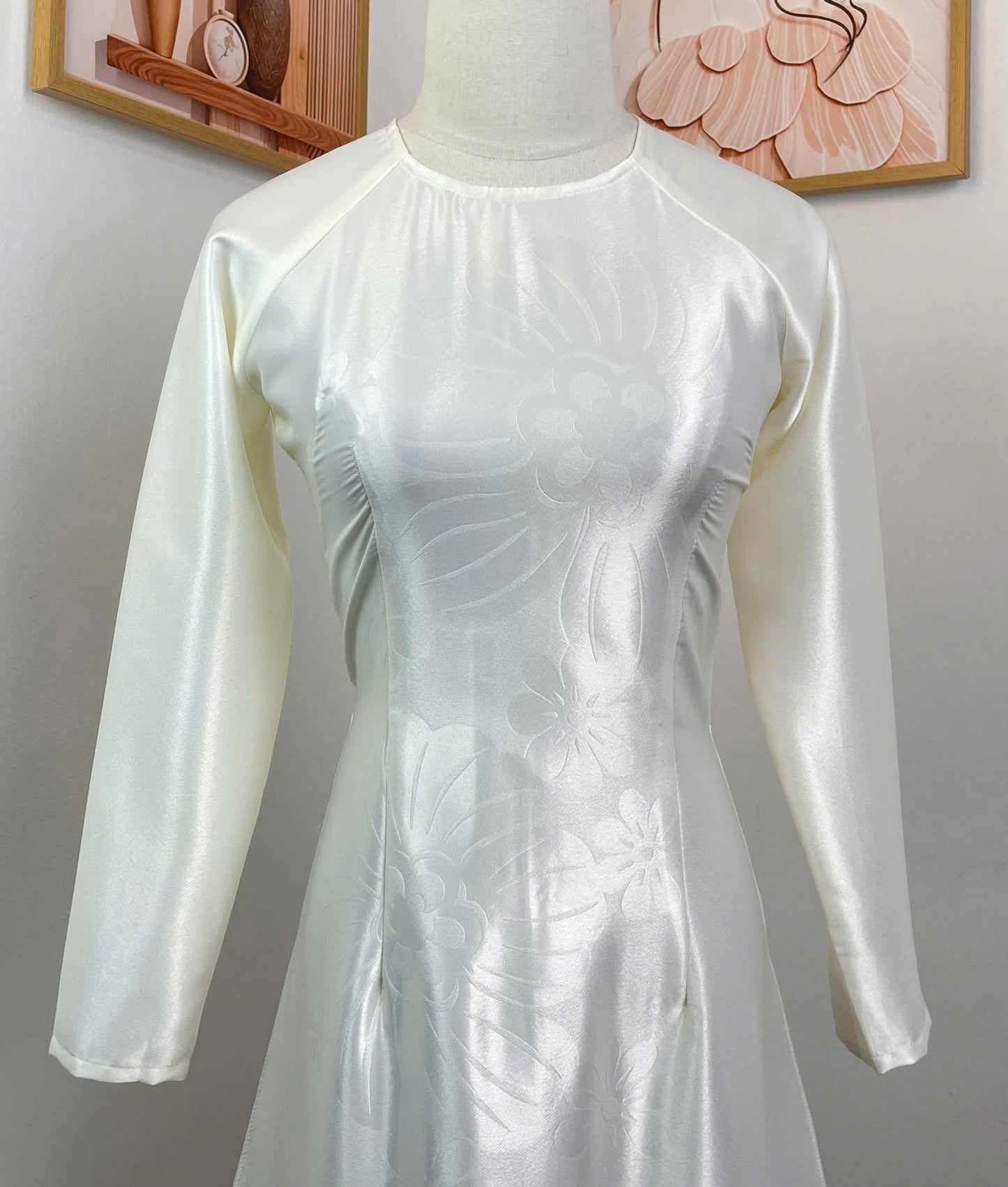 H830 4339 Áo only no pants - Áo dài truyền thống chiết li eo lụa mã não 4D