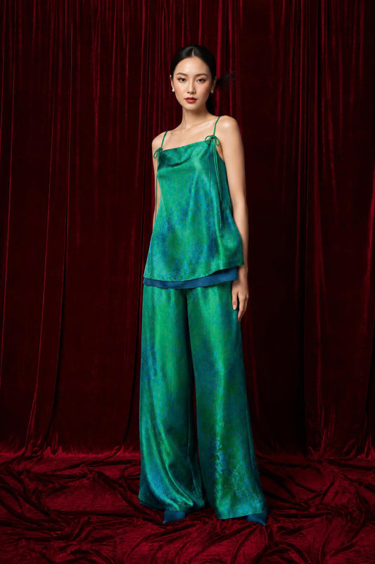 Y33 - Set đồ bộ 2 dây lụa silk óng 2 tầng