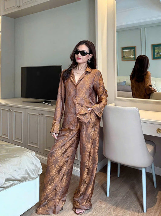 BB272 - Set đồ bộ áo lụa thọ dơi dài tay