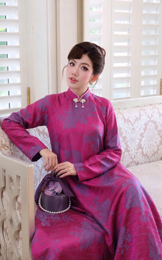 H881 Áo only no pants - Áo dài dáng suông 2 tà lụa silk óng