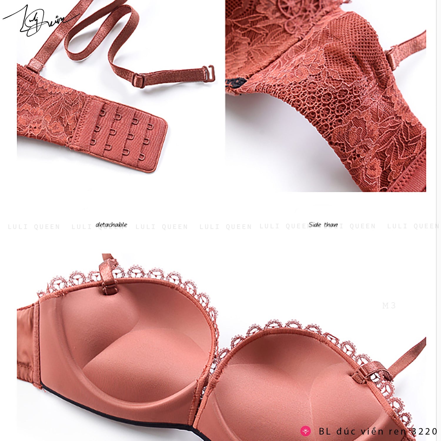 A018 shipnhanh Set(bra + quần lót) Bra đệm dày siêu nâng đẩy ngực 3220 - Cocolilistore