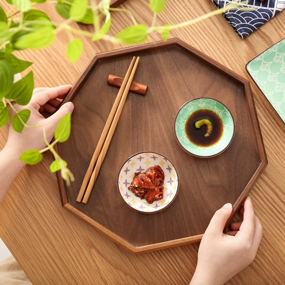 Pre-Order Set Ăn Sushi Sứ Cao Cấp 2 Đĩa Sushi, 2 Đĩa Nhúng, 2 Đôi Đũa Tre - Cocolilistore