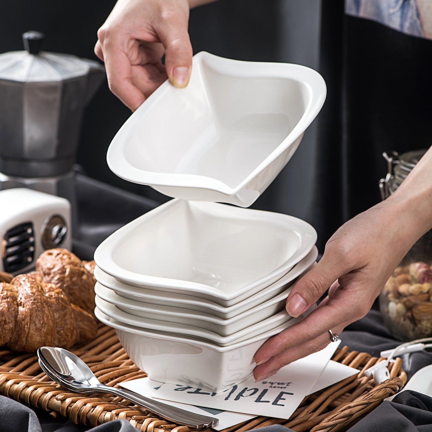 Pre-Order Set 6 Bát Sứ Trắng Sứ Bát ngũ Cốc Gốm Sứ Bát Súp Trái Cây - Cocolilistore