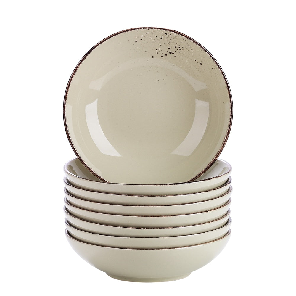 Pre-Order 4/8/12-Piece Bộ Đĩa Súp Gốm Sứ, Ăn Nhẹ Salad Trái Cây Phong Cách Vintage - Cocolilistore