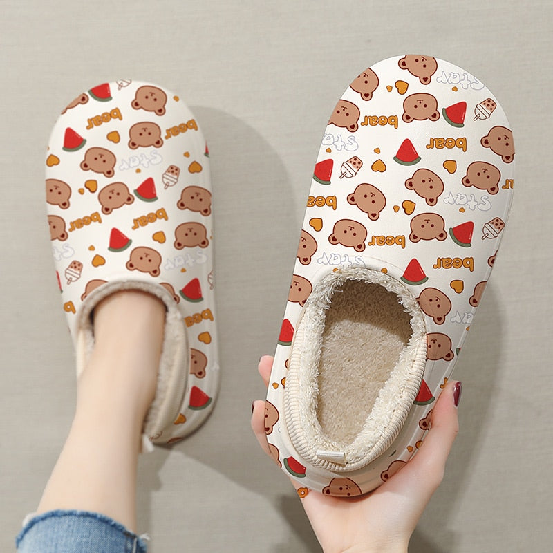 Pre Order - Giày Sang Trọng Dành Cho Phụ Nữ, Giày Nữ Đi Trong Nhà Chống Thấm Nước, Giày Hoạt Hình Gấu Dễ Thương - Cocolilistore