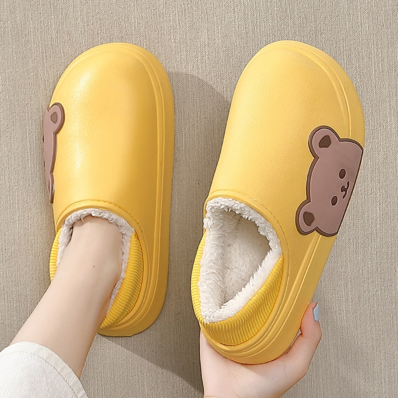 Pre Order - Giày Sang Trọng Dành Cho Phụ Nữ, Giày Nữ Đi Trong Nhà Chống Thấm Nước, Giày Hoạt Hình Gấu Dễ Thương - Cocolilistore