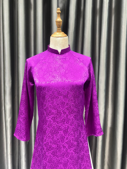 CT34 3397 only áo - Áo dài lụa như ý dáng suông màu tím