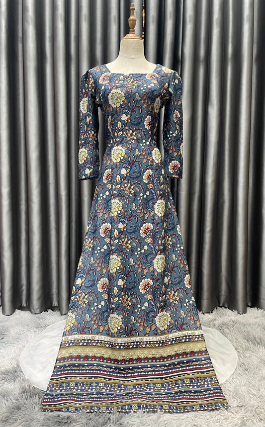 L78 3445 only áo - Áo dài lụa mango xanh hoa dây