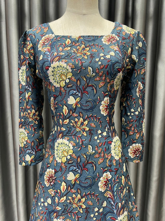 L78 3445 only áo - Áo dài lụa mango xanh hoa dây